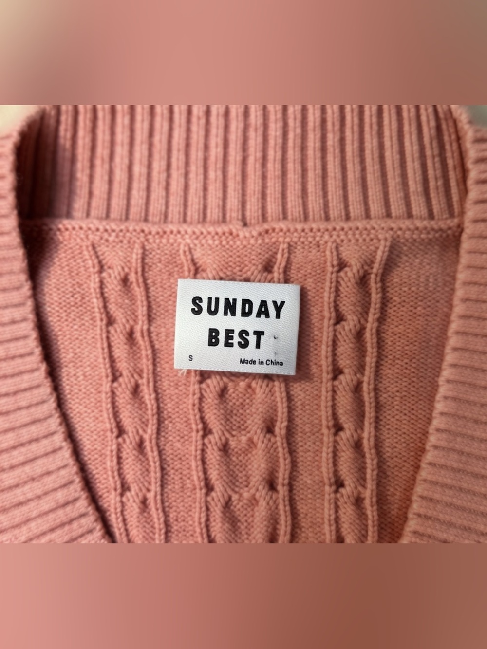 Sunday Best Aritzia Cable Knit Sweater Vest | Small | Merino Wool Quiet Luxury - Picture 3 of 5